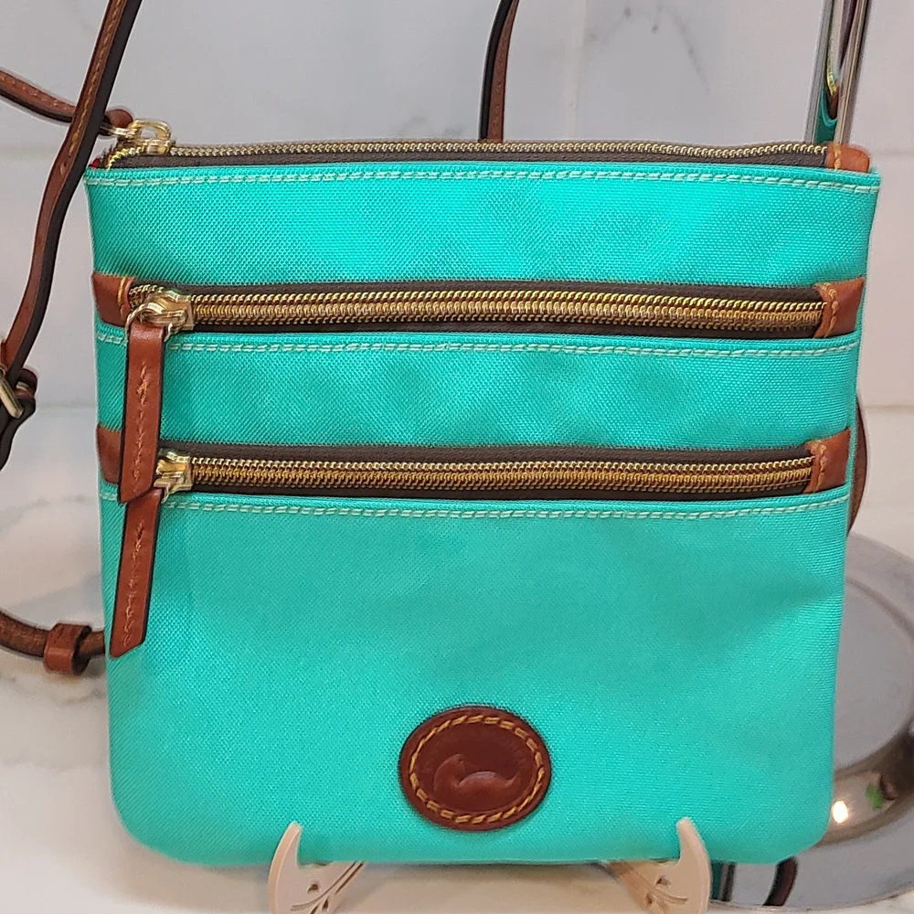 Dooney & Bourke Teal and Brown Crossbody Bag